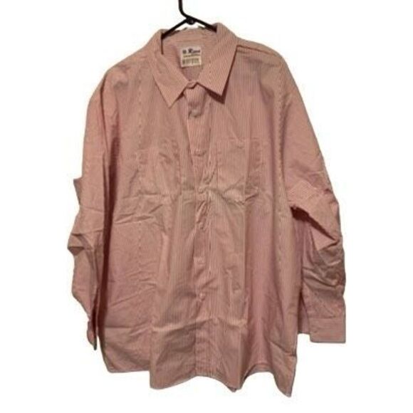 Vintage Rivco Size XXXL Long Red White Stripe Long Sleeve Button Shirt *New* - Picture 1 of 4
